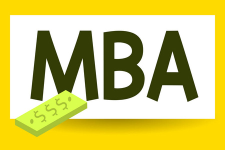 写的笔记显示 Mba。商业照片展示管理和营销等商业领域的高级学位