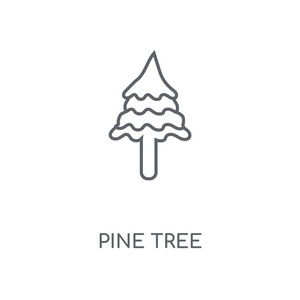 松树线形图标。松树概念笔画符号设计。薄的图形元素向量例证, 在白色背景上的轮廓样式, eps 10