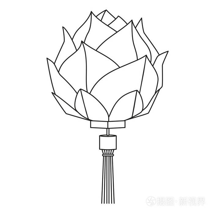 线艺术黑白中国莲花灯笼