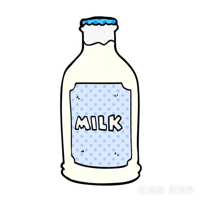 动画片涂鸦牛奶瓶