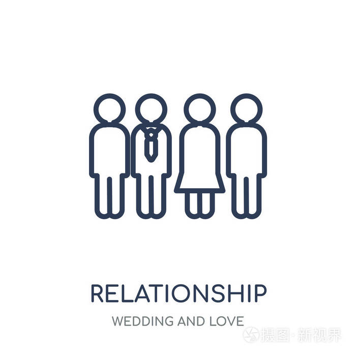 关系线性符号设计从婚礼和爱情收藏.