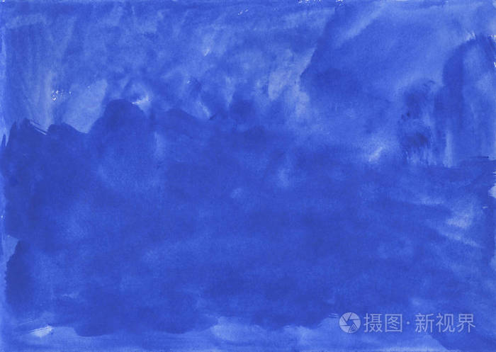 伟大的蓝色水彩画背景-水彩画在粗糙的纹理纸, 由我创建