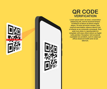 将 qr 代码扫描到移动电话。电子数字技术条形码。向量例证