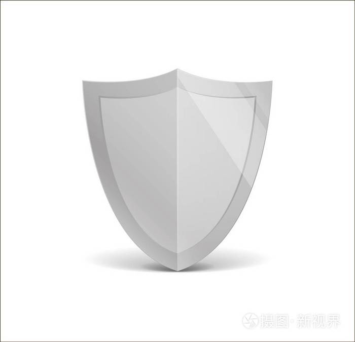 演示文稿闪亮的贴纸盾牌.国防保障标志.在白色上隔离.向量例证.