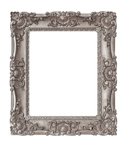 银色框架为绘画镜子或相片查出在白色背景