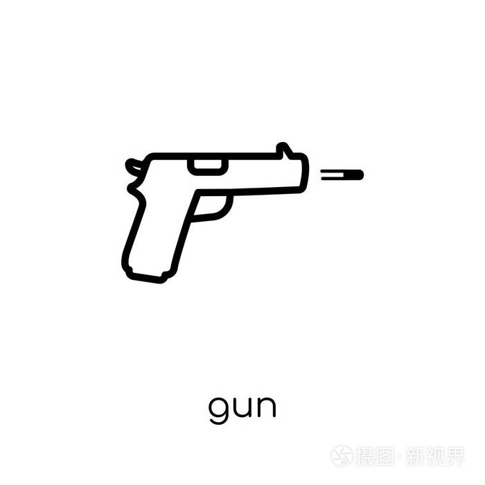 时尚现代平面线性向量枪图标在白色背景从细线军队汇集 概述向量例证