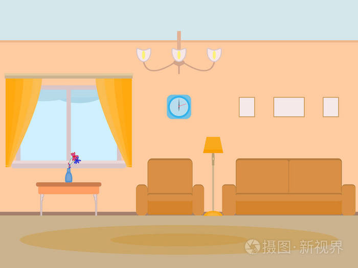 矢量图卡通背景客厅