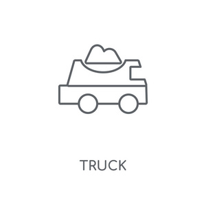卡车线性图标。卡车概念冲程符号设计。薄的图形元素向量例证, 在白色背景上的轮廓样式, eps 10