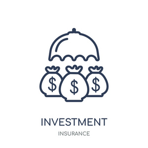 投资保险图标。从保险收藏的投资保险线性符号设计