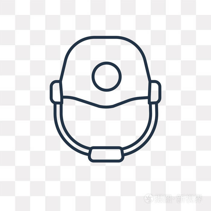 消防队员头盔矢量轮廓图标隔离在透明的背景下, 高品质的线性消防队员