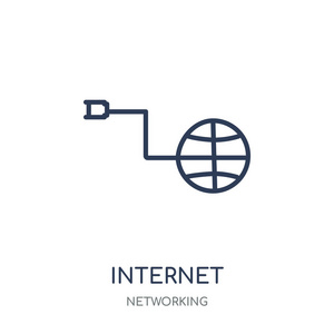 互联网连接图标。互联网连接线性符号设计从网络收藏。简单的大纲元素向量例证在白色背景
