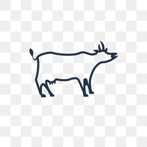 牛矢量轮廓图标隔离在透明背景下, 高质量的线性牛透明度概念可以使用网络和移动