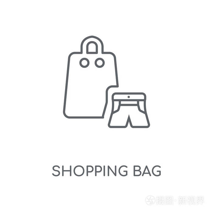 购物袋概念笔画符号设计.