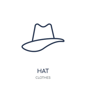 帽子图标。帽子线性符号设计从服装收藏。简单的大纲元素向量例证在白色背景
