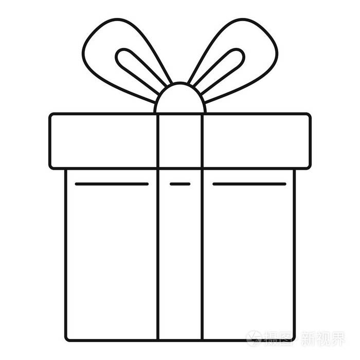 圣诞礼品盒图标, 轮廓样式插画-正版商用图片0tx2e1