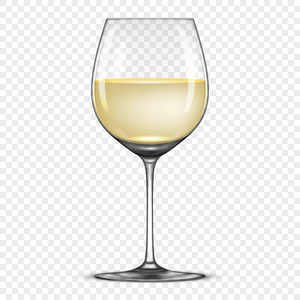 矢量与孤立在透明背景上的白色葡萄酒图标现实的酒杯。Eps10 中的设计模板