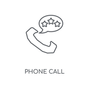 电话呼叫线性图标。电话呼叫概念笔画符号设计。薄的图形元素向量例证, 在白色背景上的轮廓样式, eps 10