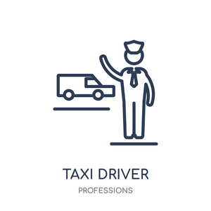 出租车司机图标。出租车司机线性符号设计从专业收集。简单的大纲元素向量例证在白色背景