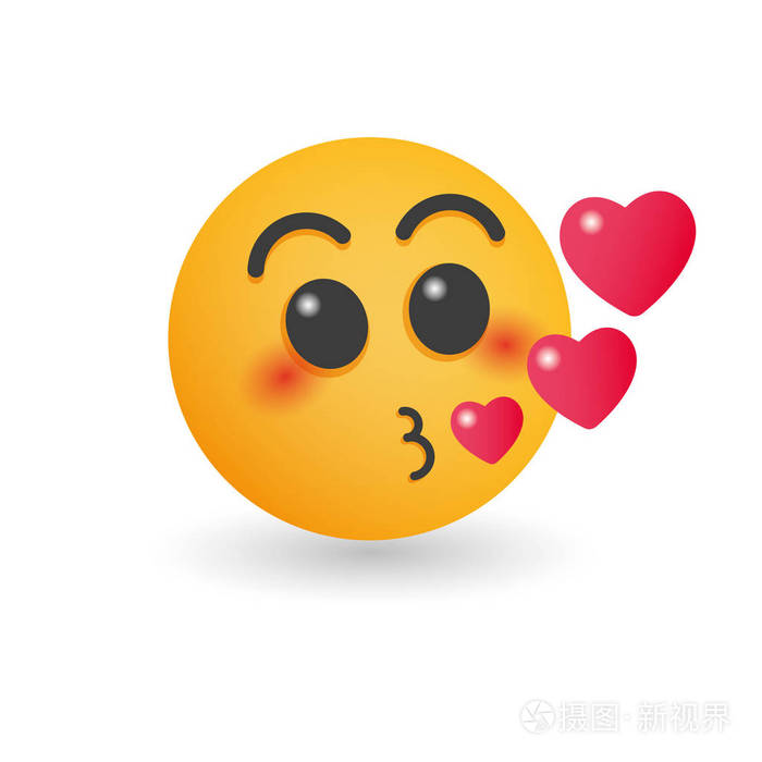 接吻表情符号.在白色背景的被隔绝的向量例证