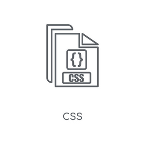 css 线性图标。css 概念笔画符号设计。薄的图形元素向量例证, 在白色背景上的轮廓样式, eps 10