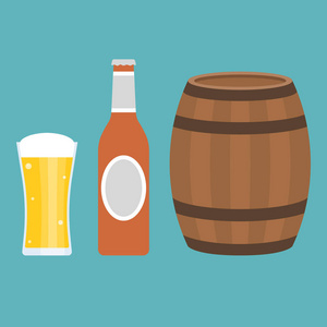 杯啤酒，瓶，桶 平面设计图标