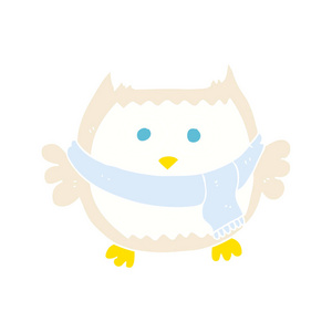 猫头鹰穿围巾的扁平颜色例证