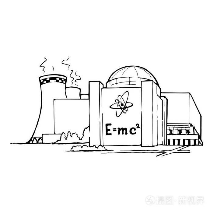 核电站作为一种相对清洁但有潜在风险的发电方式的例子插画-正版商用