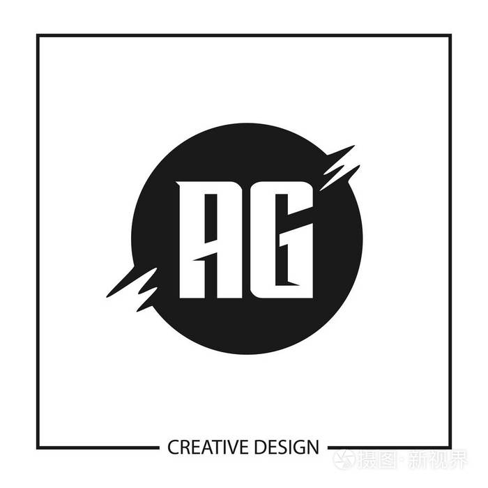 初始字母 ag 徽标模板设计向量插图