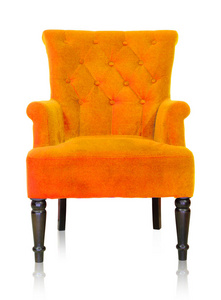 橙色的老式扶手椅白色剪切路径上孤立