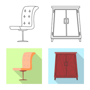 家具和公寓符号的矢量插图。家具和家庭股票矢量图的收集
