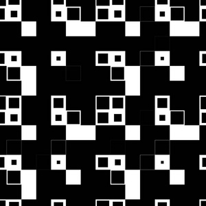 黑色和白色正方形像素马赛克无缝模式。矢量图