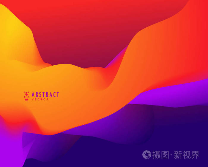 橙色和蓝色的 3d 波浪形状的抽象背景