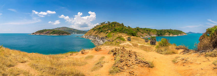 Phromthep 海角在泰国普吉岛在夏天天的全景