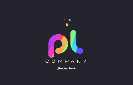 pl p l 彩色彩虹创意颜色字母表字母标志 ico