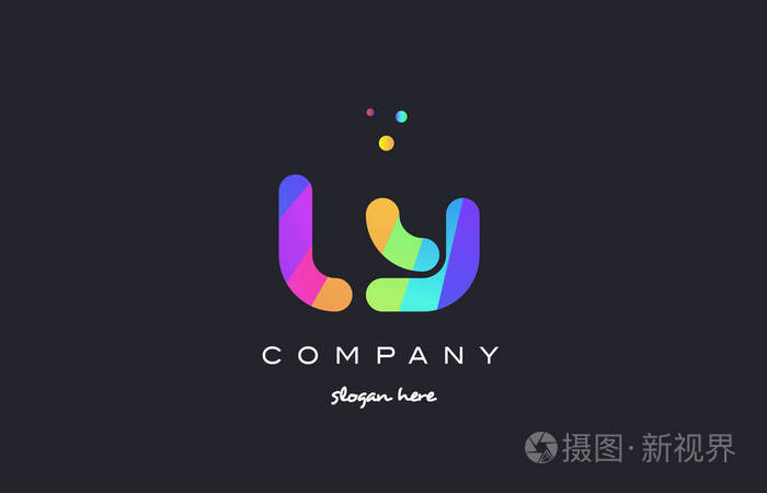 ly l y 彩色彩虹创意颜色字母表字母标志 ico