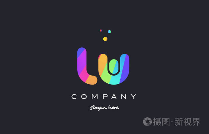lw l w 彩色彩虹创意颜色字母表字母标志 ico
