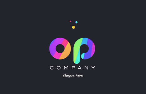 彩色彩虹创意颜色字母表字母标志 ico 的 op o p