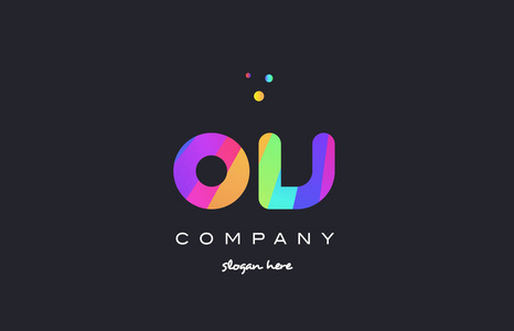 ov o v 彩色彩虹创意颜色字母表字母标志 ico