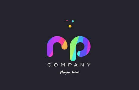 rp r p 彩色彩虹创意颜色字母表字母标志 ico