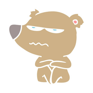 愤怒的熊扁平颜色风格动画片