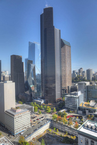 华盛顿西雅图的摩天大楼垂直