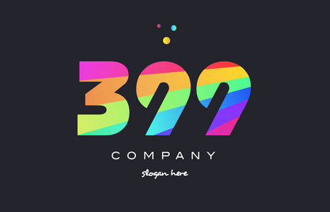 399 彩色的彩虹创意数字位数数字标志图标