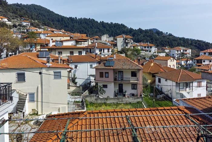 窗口的老房子中住村萨索斯岛岛, 东马其顿和色雷斯