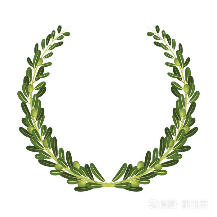 插画 从橄榄枝花环.橄榄单中卡通风格矢量符号股票图 web 图标.eps