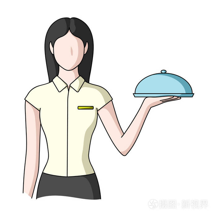 女服务员.专业单中卡通风格矢量符号股票图 web 图标