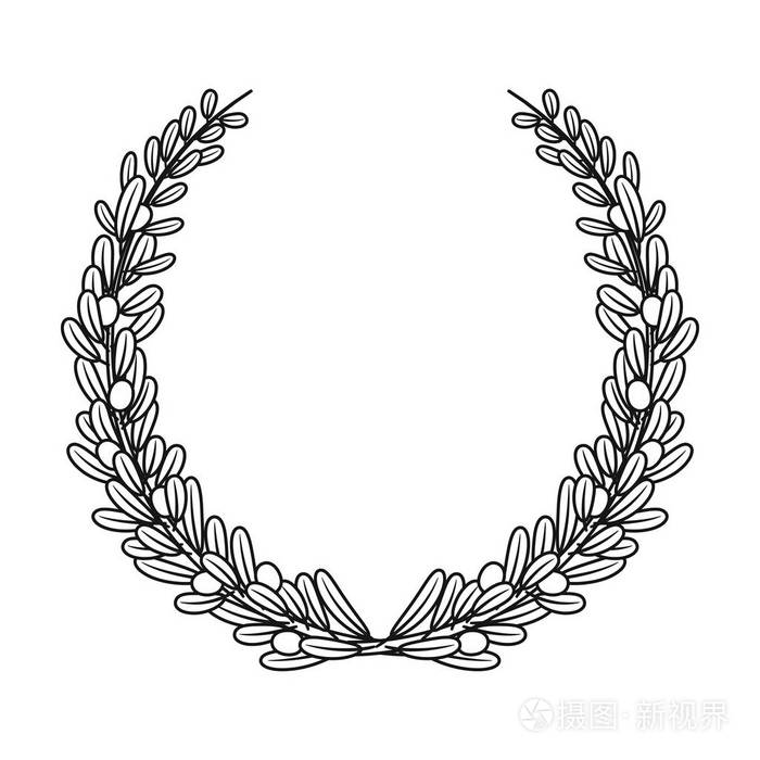 插画 从橄榄枝花环.橄榄单中大纲样式矢量符号股票图 web 图标.eps