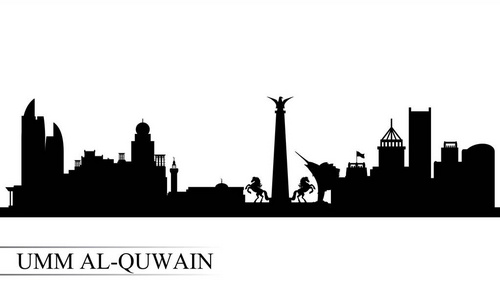 乌乌姆盖万城市天际线剪影背景