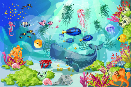 卡通海洋水下景观模板