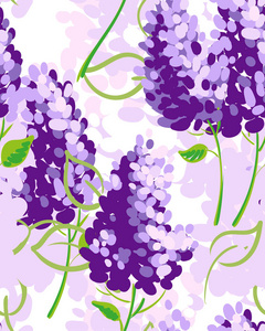 背景与淡紫色的花。无缝模式