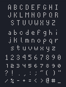 像素方形字体 字母数字和标点
